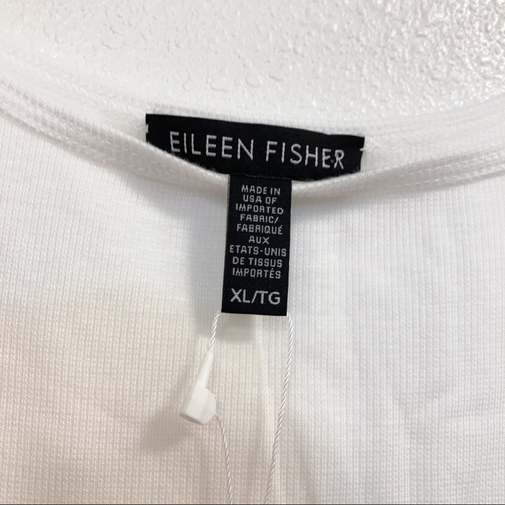 Eileen Fisher "LAST ONE" SOFT White Micro Tencel Rib Stretch Scoop Neck Tank Top - Picture 7 of 8